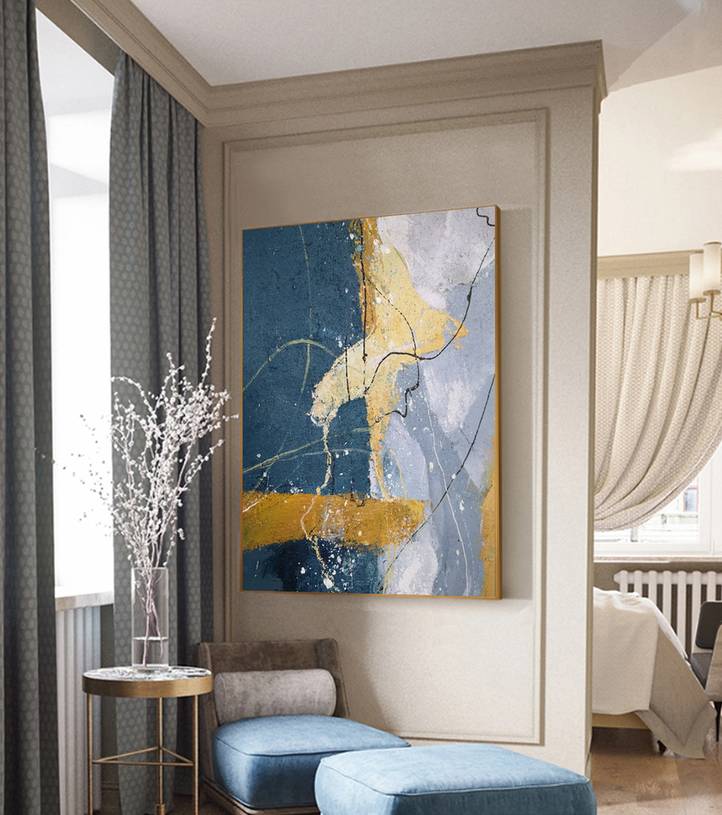 Hallway Original Gray Minimalist Abstract Canvas Wall Art 01FUM
